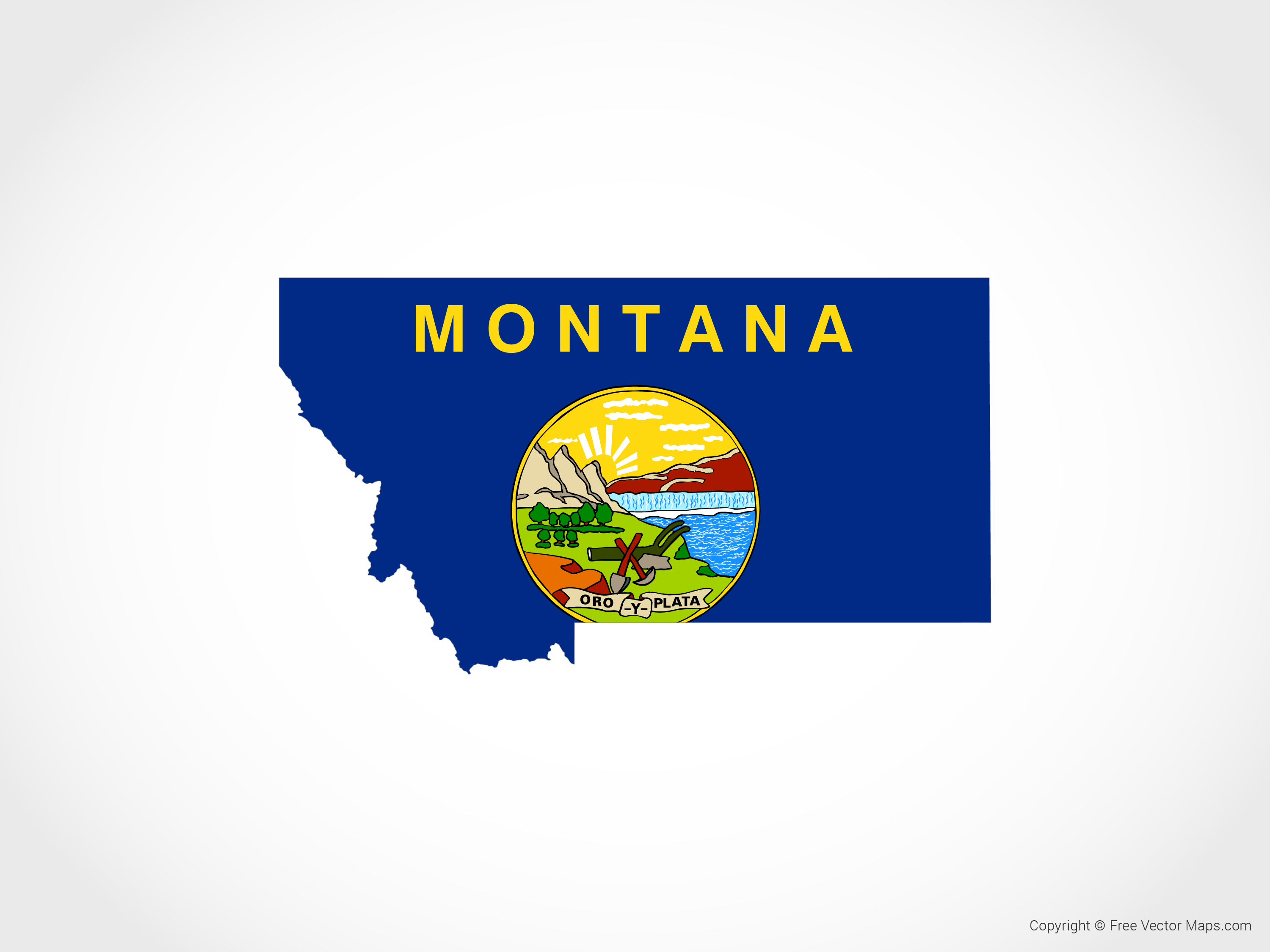 Ouline of the state of Montana with flag infill
